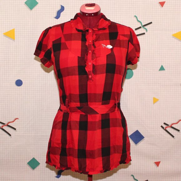 Vexy plaid belted blouse - Picture 1 of 8